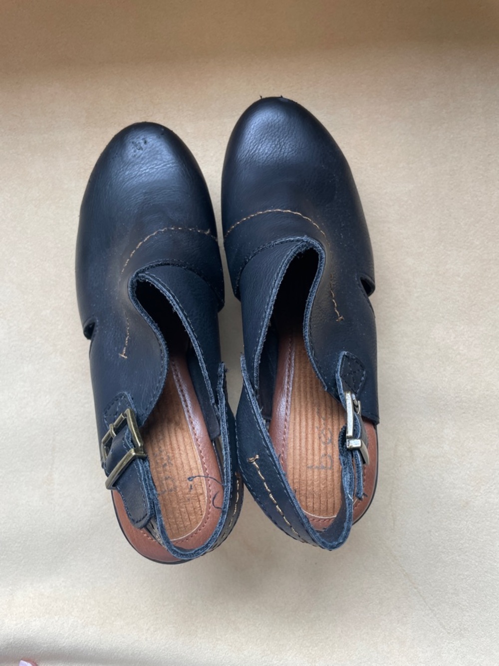 boc Black Leather Slingback Clogs with Buckle - Picture 7 of 7